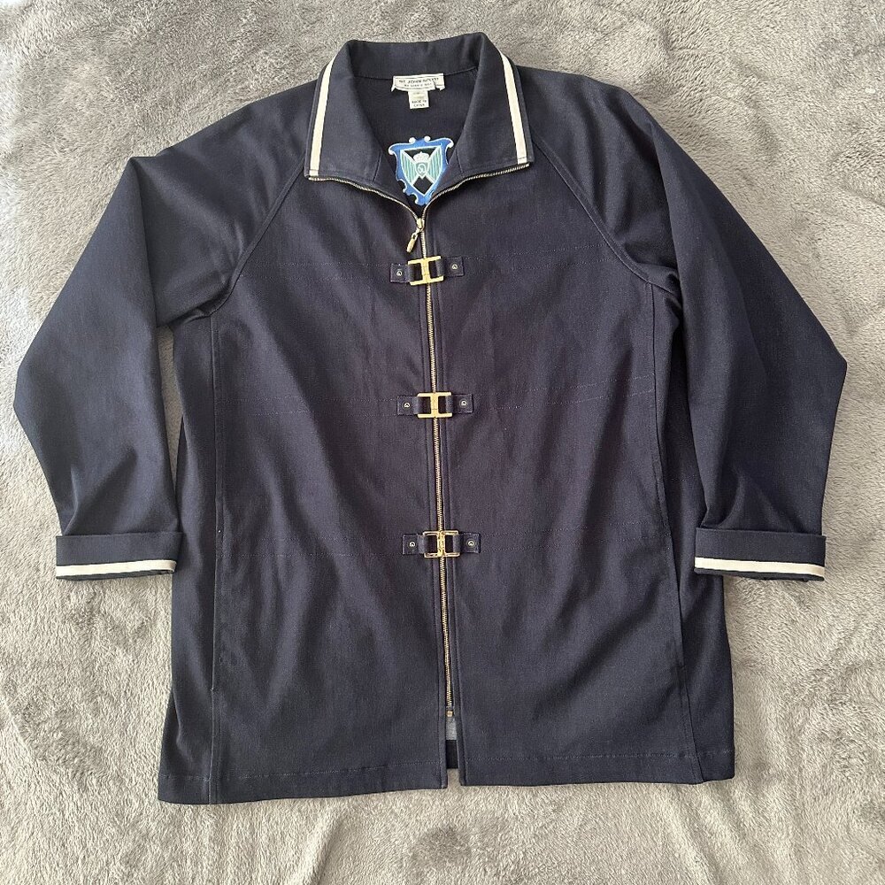 St. John Sport Lightweight Denim Jacket Women's size SMALL Nautical Old Money